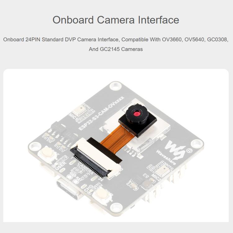 Placa de desarrollo de cámara AIoT Waveshare ESP32-S3, With GC0308 Camera, With GC2145 Camera, With OV3660 Camera, With OV5640 Camera