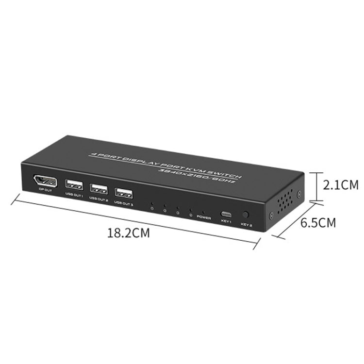 FJGEAR FJ-DK401 60HZ 4 puertos DP + USB a conmutador KVM con controlador de escritorio, FJ-DK401