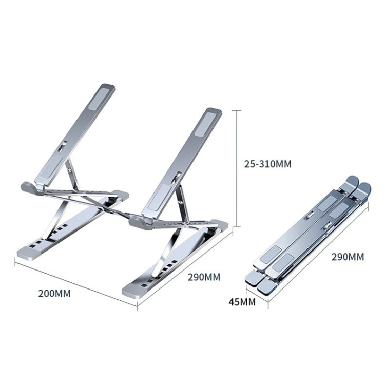 Soporte de disipación de calor para computadora portátil de aleación de aluminio de elevación plegable de doble capa N8, N8 (Silver), N8 (Gray), N8 (Oxidized Silver)