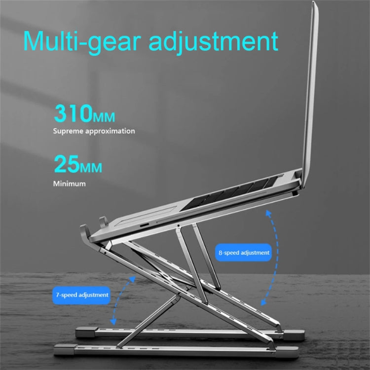 Soporte de disipación de calor para computadora portátil de aleación de aluminio de elevación plegable de doble capa N8, N8 (Silver), N8 (Gray), N8 (Oxidized Silver)