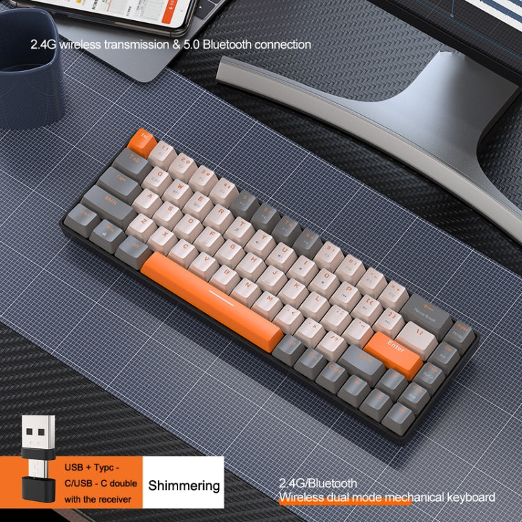 ZIYOU LANG K68 68 Teclas Teclado mecánico de modelo dual inalámbrico Bluetooth, estilo:, Red Shaft Version (Shimmering), Green Shaft Version (Milkshake), Green Shaft Version (Gray), Red Shaft Version (Gray)