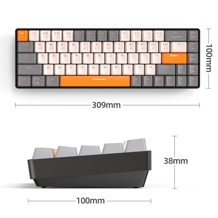 ZIYOU LANG K68 68 Teclas Teclado mecánico de modelo dual inalámbrico Bluetooth, estilo:, Red Shaft Version (Shimmering), Green Shaft Version (Milkshake), Green Shaft Version (Gray), Red Shaft Version (Gray)