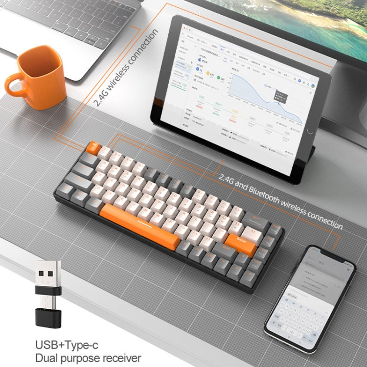 ZIYOU LANG K68 68 Teclas Teclado mecánico de modelo dual inalámbrico Bluetooth, estilo:, Red Shaft Version (Shimmering), Green Shaft Version (Milkshake), Green Shaft Version (Gray), Red Shaft Version (Gray)