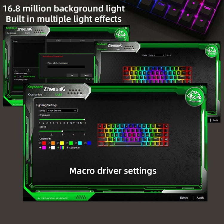 ZIYOU LANG T8 Teclado mecánico para juegos RGB de 68 teclas, longitud del cable: 1,5 m, estilo:, T8 Micro Light Version Green Shaft, T8 Micro Light Version Tea Shaft, T8 Water Green Version Green Shaft, T8 Water Green Version Red Shaft                 ...