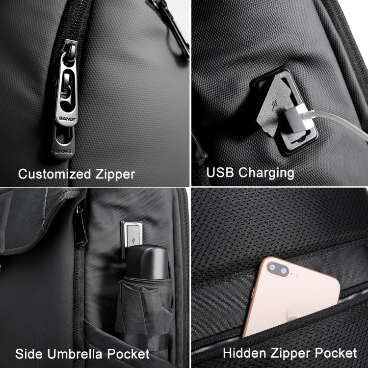 BANGE BG-2575 Mochila impermeable antirrobo para computadora portátil Mochila de negocios de trabajo diario de 15.6 pulgadas, BG-2575 Black, BG-2575  Grey