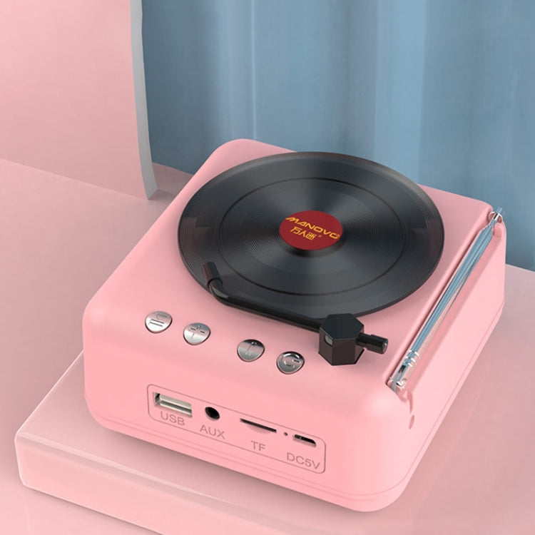 Manovo H3 Macaron Reproductor de discos de vinilo Altavoz Bluetooth Radio estéreo retro, Pink, Yellow, Blue