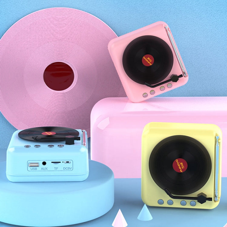 Manovo H3 Macaron Reproductor de discos de vinilo Altavoz Bluetooth Radio estéreo retro, Pink, Yellow, Blue