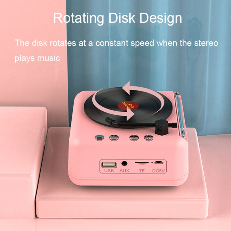 Manovo H3 Macaron Reproductor de discos de vinilo Altavoz Bluetooth Radio estéreo retro, Pink, Yellow, Blue