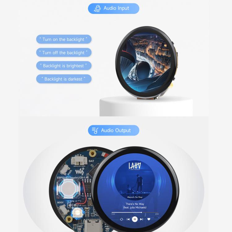 Placa de desarrollo Waveshare ESP32-S3R8 de 1,46 pulgadas con pantalla táctil redonda, resolución 412×412, compatible con WiFi y Bluetooth., Without Cover Glass, With Cover Glass, With Widened Cover Glass