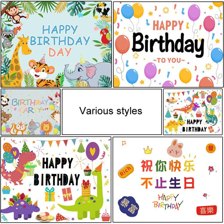 Fondo de fiesta de cumpleaños Decoración de tela Tela de tiro, 90x70cm, 125x100cm
