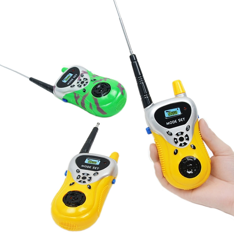 2289 1 par de niños Mini Walkie Talkie juguetes inalámbricos que hablan al aire libre juguetes interactivos, Yellow, Green