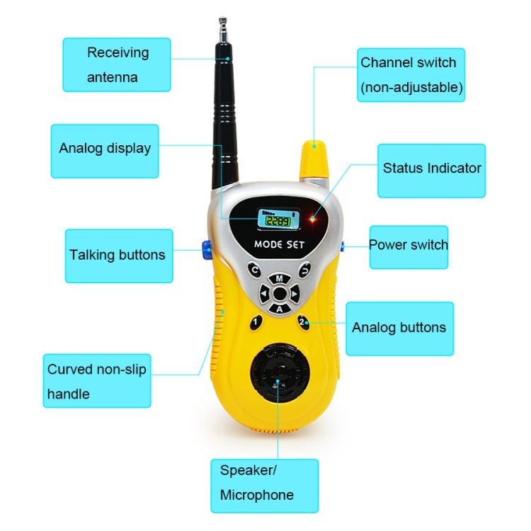 2289 1 par de niños Mini Walkie Talkie juguetes inalámbricos que hablan al aire libre juguetes interactivos, Yellow, Green