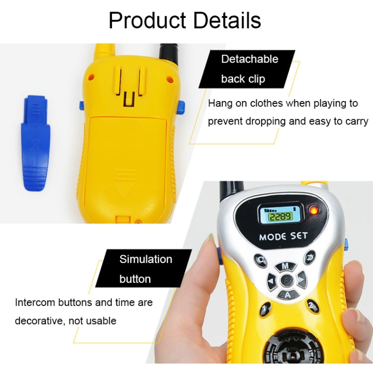 2289 1 par de niños Mini Walkie Talkie juguetes inalámbricos que hablan al aire libre juguetes interactivos, Yellow, Green