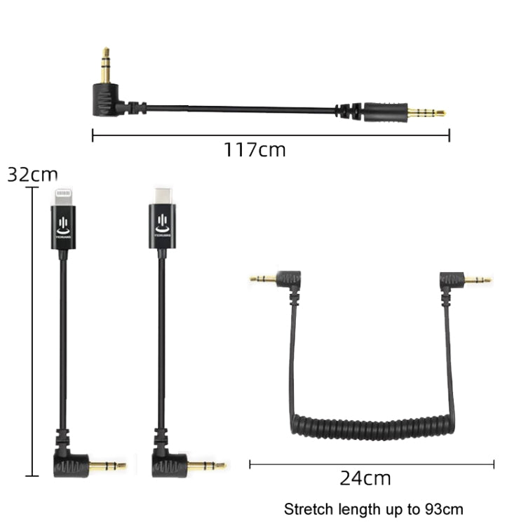 Para Rode Micrófono YICHUANG Adaptador Cable de audio, 3.5mm To 8 Pin, 3.5mm To Type -C, 3.5mm TRS to TRS, 3.5mm TRS to TRRS