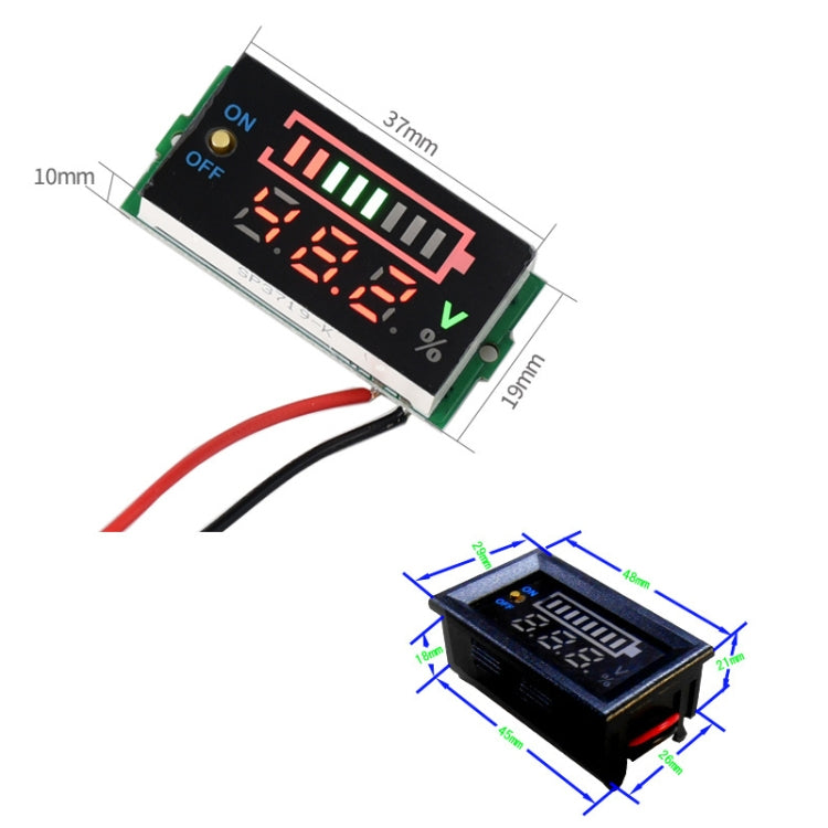 Interruptor de visualización del medidor de potencia de voltaje de la batería de litio del coche eléctrico, 6-30V, 7-100V
