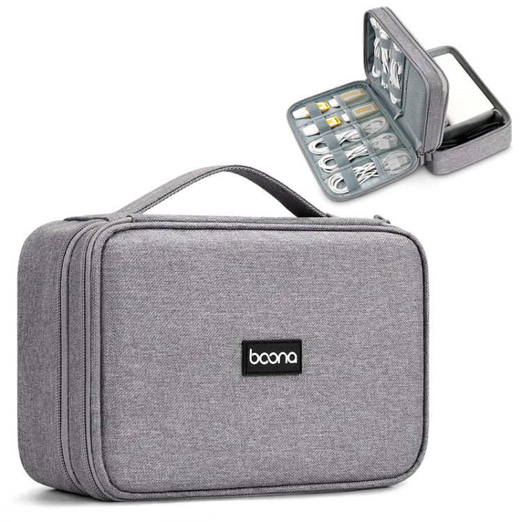 Bolsa de almacenamiento digital con cable de datos para auriculares multifuncional Baona, especificaciones:, Single-layer (Gray), Single-layer (Black), 2-layer (Gray), 2-layer (Black), Single-Layer Box (Gray), Single-Layer Box (Black), 2-layer Box (Gra...