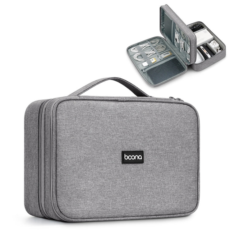 Bolsa de almacenamiento digital con cable de datos para auriculares multifuncional Baona, especificaciones:, Single-layer (Gray), Single-layer (Black), 2-layer (Gray), 2-layer (Black), Single-Layer Box (Gray), Single-Layer Box (Black), 2-layer Box (Gra...