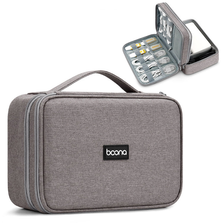 Bolsa de almacenamiento digital con cable de datos para auriculares multifuncional Baona, especificaciones:, Single-layer (Gray), Single-layer (Black), 2-layer (Gray), 2-layer (Black), Single-Layer Box (Gray), Single-Layer Box (Black), 2-layer Box (Gra...