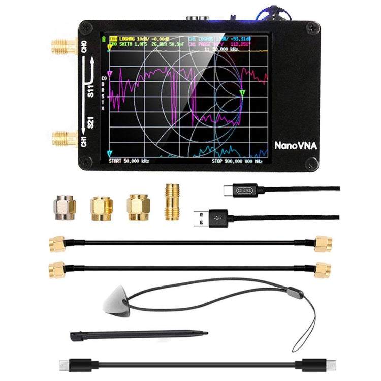 NANOVNA-H versión mejorada 2,8 pulgadas TFT 50Khz-1,5 Ghz Analizador de antena de red vectorial MF HF VHF UHF con tarjeta SD, 2.8 Inch