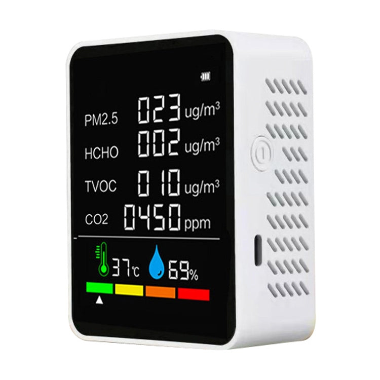 ZN-2COWT 6 en 1 PM2.5 Sensor infrarrojo CO2 Formaldehído TVOC Detector de temperatura y humedad, 6 In 1 Infrared/Semiconductor
