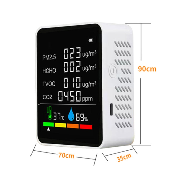 ZN-2COWT 6 en 1 PM2.5 Sensor infrarrojo CO2 Formaldehído TVOC Detector de temperatura y humedad, 6 In 1 Infrared/Semiconductor