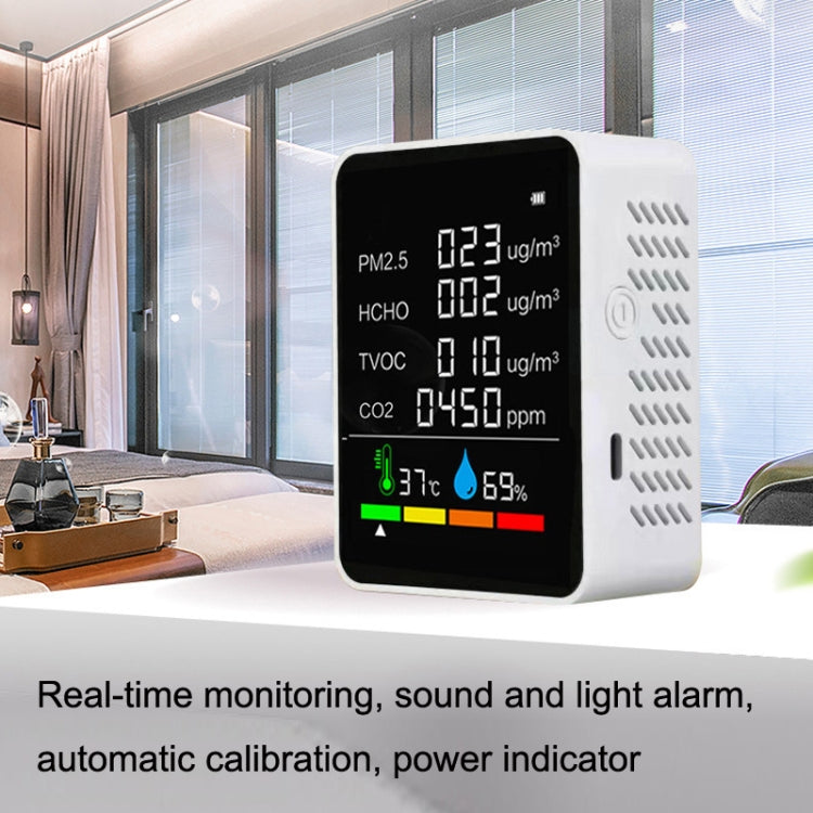 ZN-2COWT 6 en 1 PM2.5 Sensor infrarrojo CO2 Formaldehído TVOC Detector de temperatura y humedad, 6 In 1 Infrared/Semiconductor
