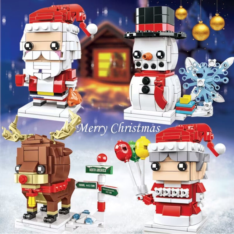 Juguete de rompecabezas de partículas pequeñas de bloques de construcción de tema navideño, 10089A Christmas Grandma, 10089B Christmas Snowman, 10089C Christmas Elk, 10089D Santa Claus