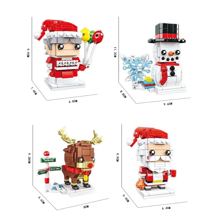 Juguete de rompecabezas de partículas pequeñas de bloques de construcción de tema navideño, 10089A Christmas Grandma, 10089B Christmas Snowman, 10089C Christmas Elk, 10089D Santa Claus