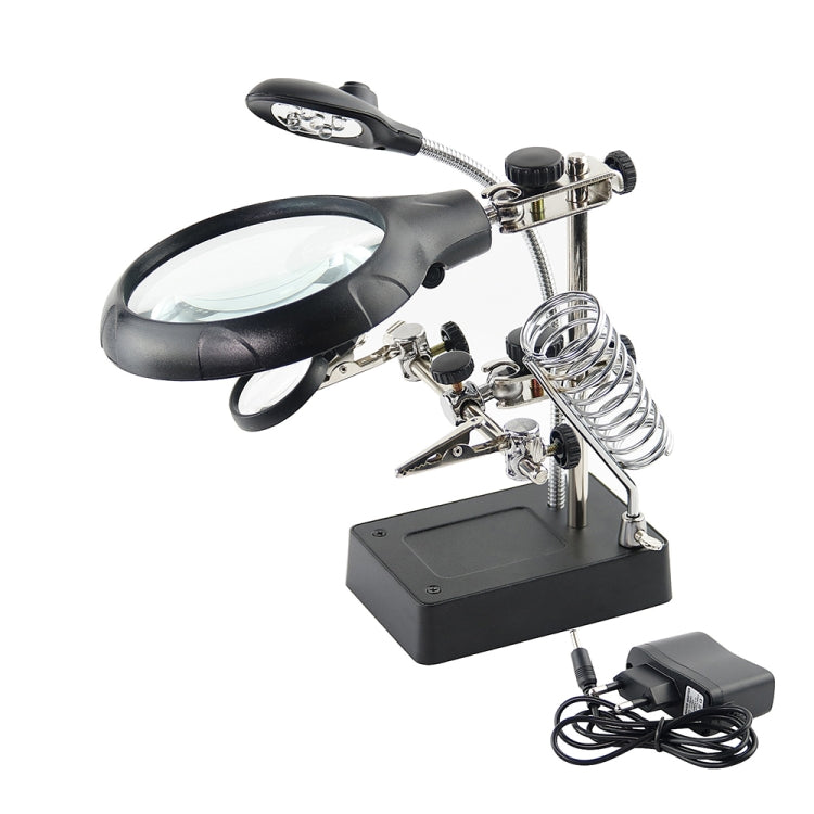 Lupa de mantenimiento de soporte auxiliar de iluminación LED 16129-C 2.5X/7.5X/10X, EU Plug, US Plug