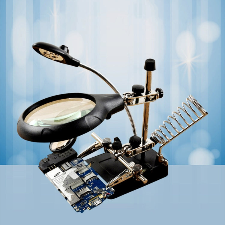 Lupa de mantenimiento de soporte auxiliar de iluminación LED 16129-C 2.5X/7.5X/10X, EU Plug, US Plug