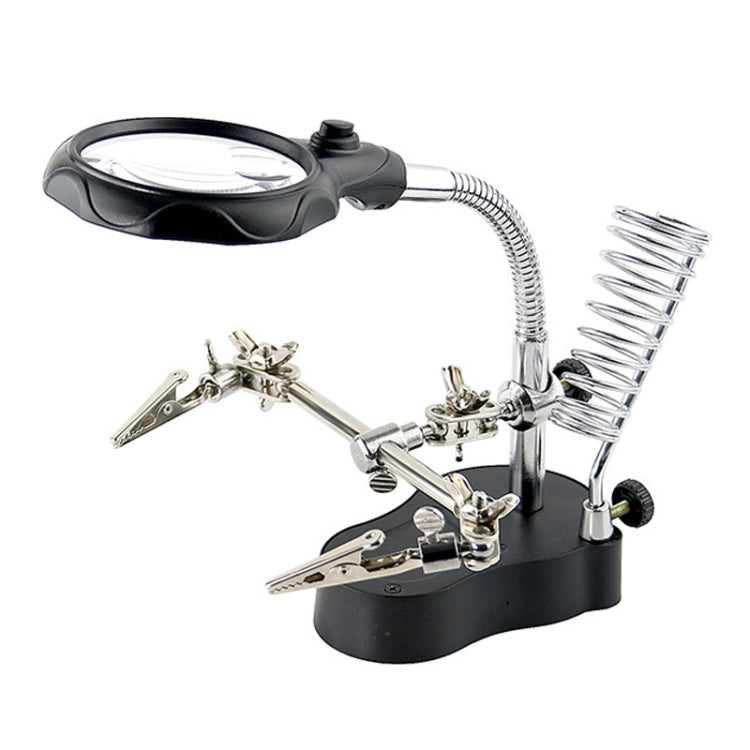 16126-A 3.5X/12X Soporte de luz LED tipo lupa de reparación de relojes con clip auxiliar, 16126-A