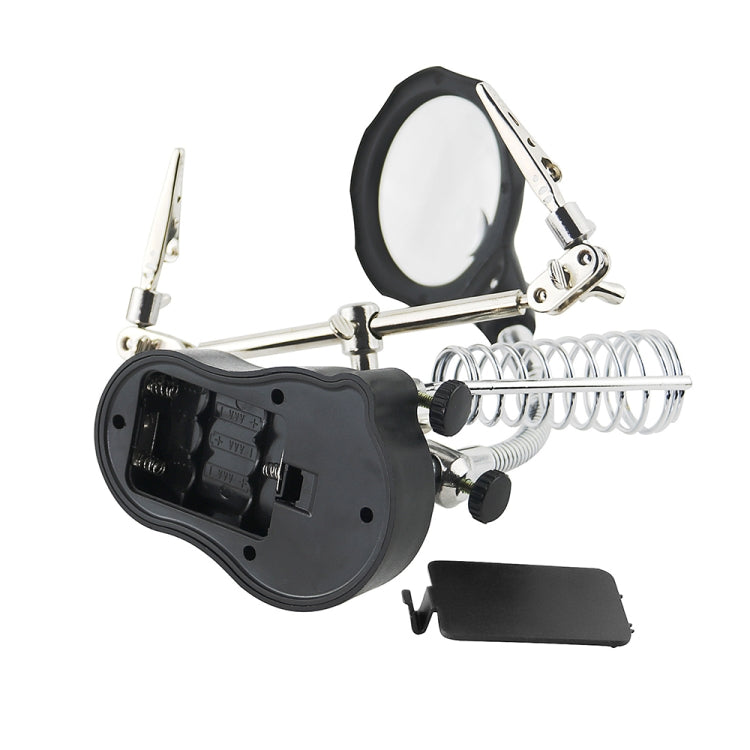 16126-A 3.5X/12X Soporte de luz LED tipo lupa de reparación de relojes con clip auxiliar, 16126-A