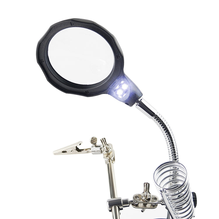 16126-A 3.5X/12X Soporte de luz LED tipo lupa de reparación de relojes con clip auxiliar, 16126-A