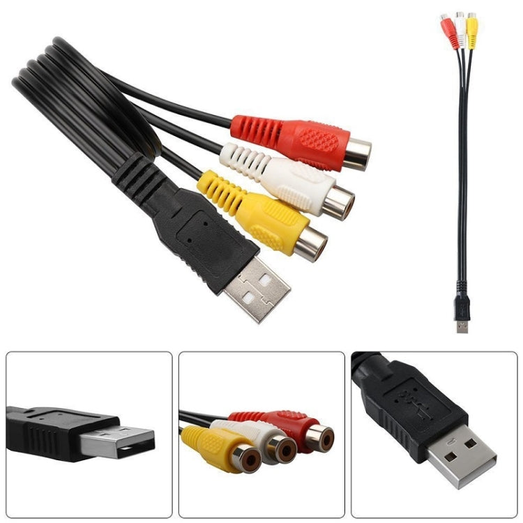 Cable de audio AV USB a 3 RCA Bus 1 macho 3 hembra, 25cm, 1.5m