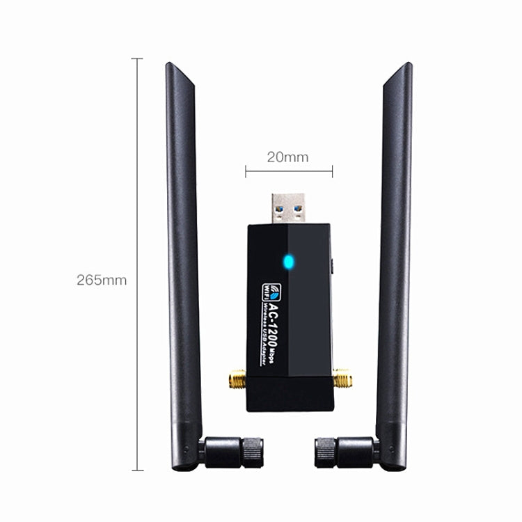 Tarjeta de red inalámbrica de 1200 m 802.11AC USB3.0 Receptor WiFi de doble frecuencia 2.4G / 5.8G, 1200m USB3.0