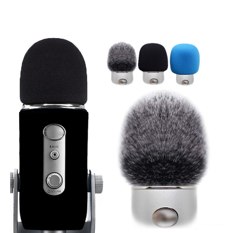 Para Blue Yeti Pro Anti-Pop y resistente al viento esponja/cubierta de micrófono esponjoso, Black Sponge, Blue Sponge, Black Hair, Gray Hair