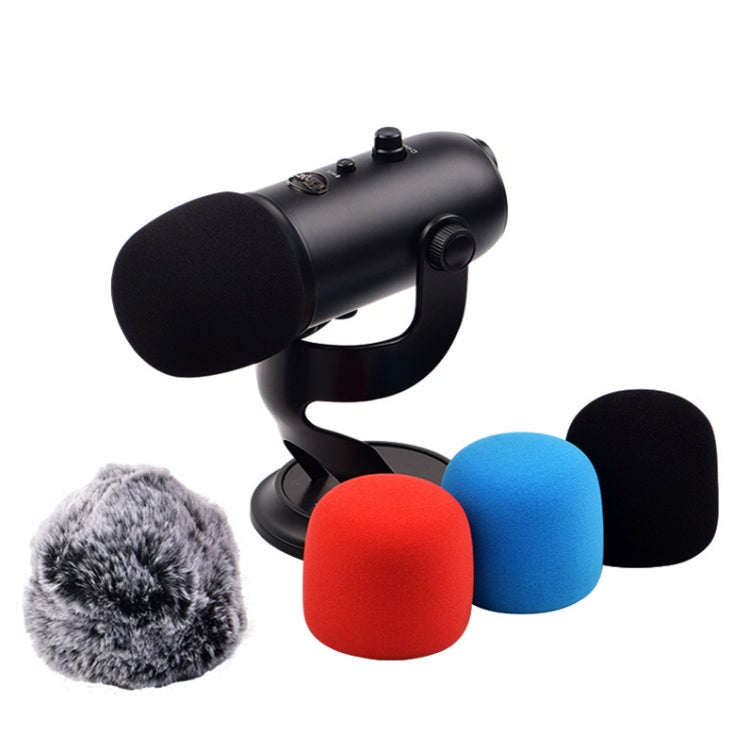 Para Blue Yeti Pro Anti-Pop y resistente al viento esponja/cubierta de micrófono esponjoso, Black Sponge, Blue Sponge, Black Hair, Gray Hair