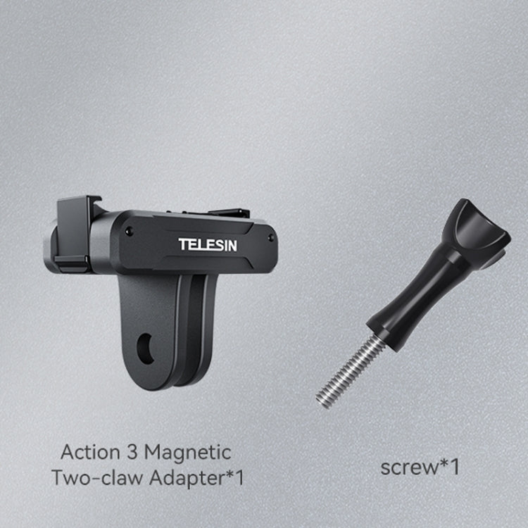Para DJI OSMO Action 3 TELESIN Adaptador magnético de dos garras Accesorios de cámara de acción, Magnetic Two Claw Adapter