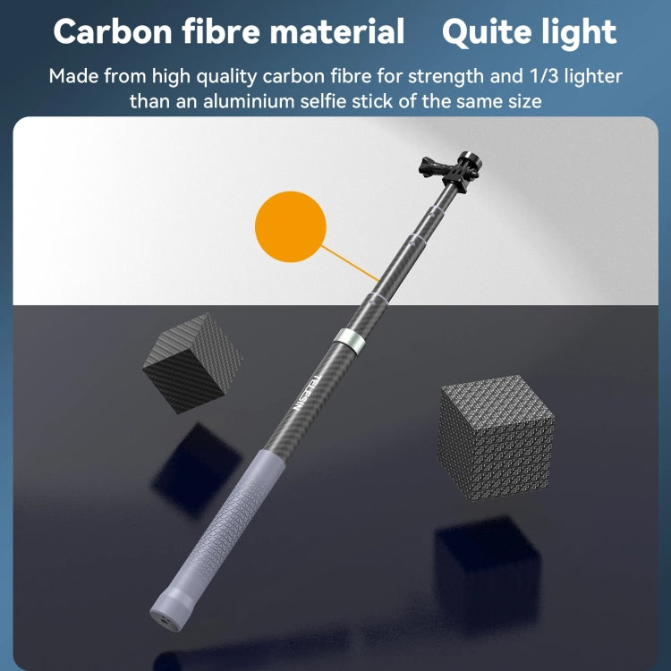 TELESIN 1.2m Fibra de carbono Monopod Selfie Stick con tornillo 1/4 para cámaras de acción, 1.2m