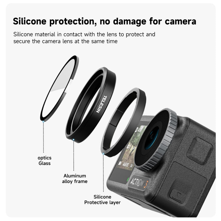 Para DJI OSMO Action 3 TELESIN ND CPL Juego de filtros Lente de marco de aleación de aluminio, CPL+ND8/16/32