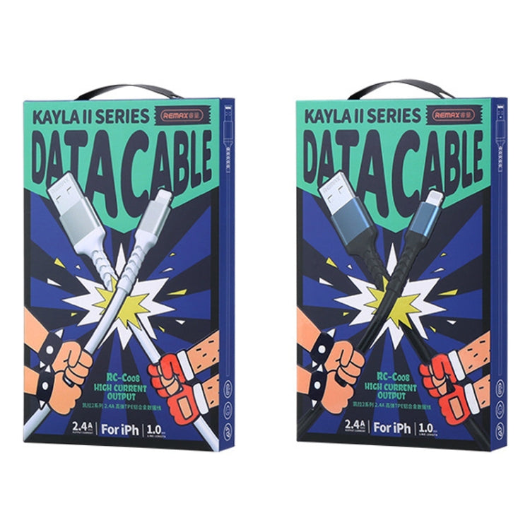 REMAX RC-C008 2.4A TPE Cable de datos anti-rotura suave, longitud 1 m, USB To Micro USB, USB To 8 Pin, USB To  USB-C/Type-C
