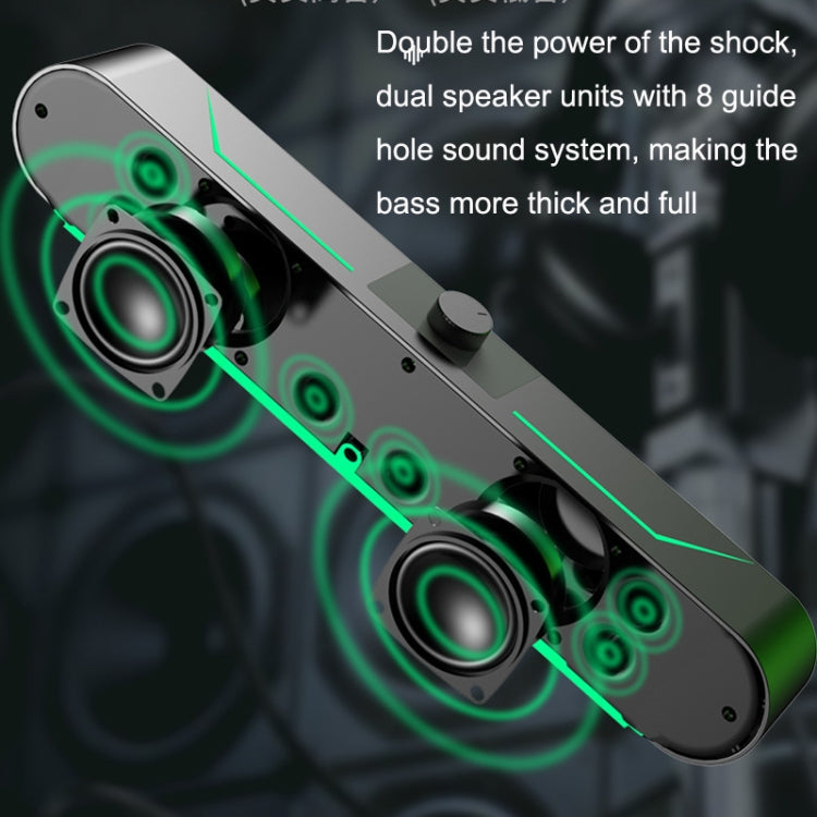 Altavoces de computadora estéreo HIFI luminosos LED para juegos largos de audio con cable, A39 Wired (Black)