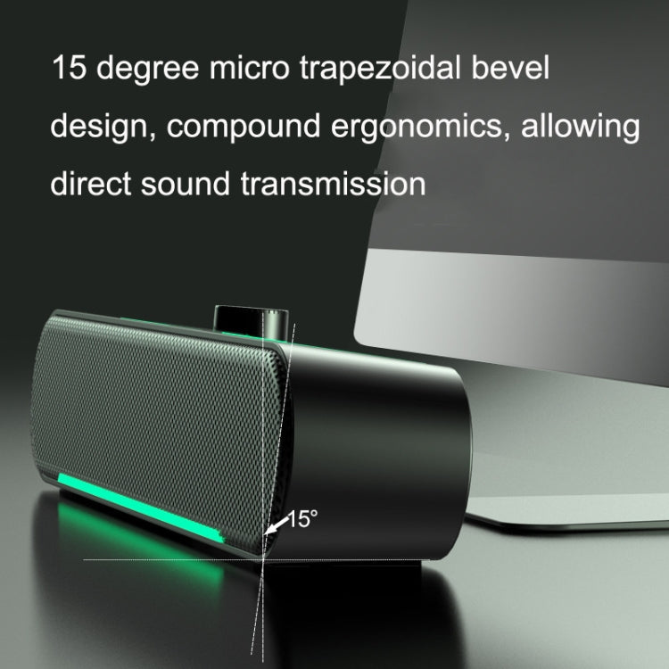 Altavoces de computadora estéreo HIFI luminosos LED para juegos largos de audio con cable, A39 Wired (Black)