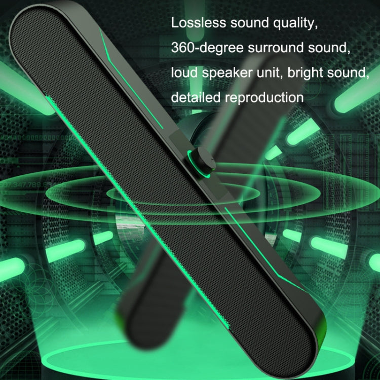 Altavoces de computadora estéreo HIFI luminosos LED para juegos largos de audio con cable, A39 Wired (Black)