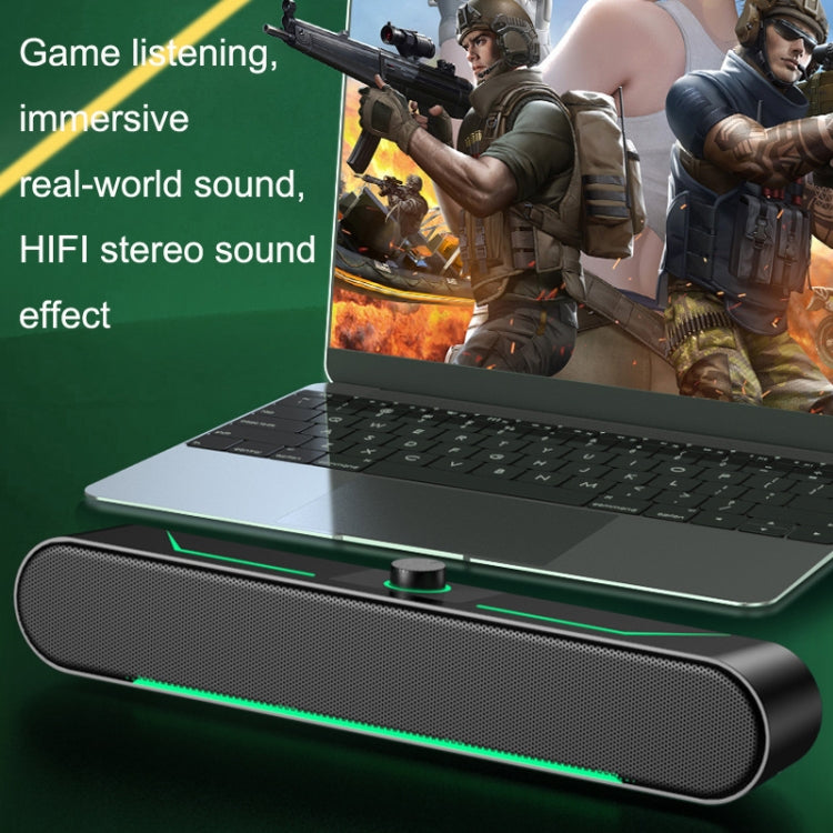 Altavoces de computadora estéreo HIFI luminosos LED para juegos largos de audio con cable, A39 Wired (Black)