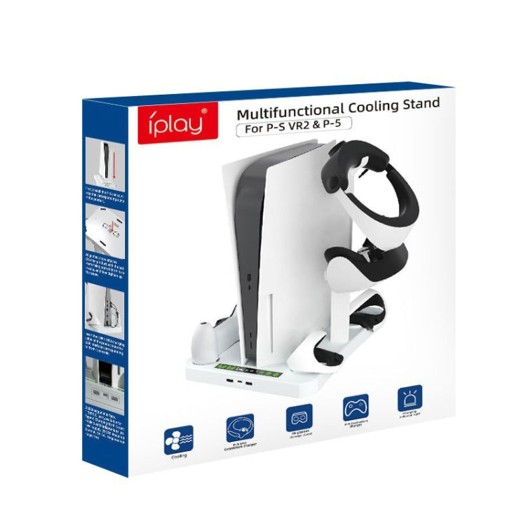 Para PS5 ipaly Host Base de enfriamiento multifuncional VR2 Mango Soporte de carga Estante de almacenamiento de disco, HBP-6478