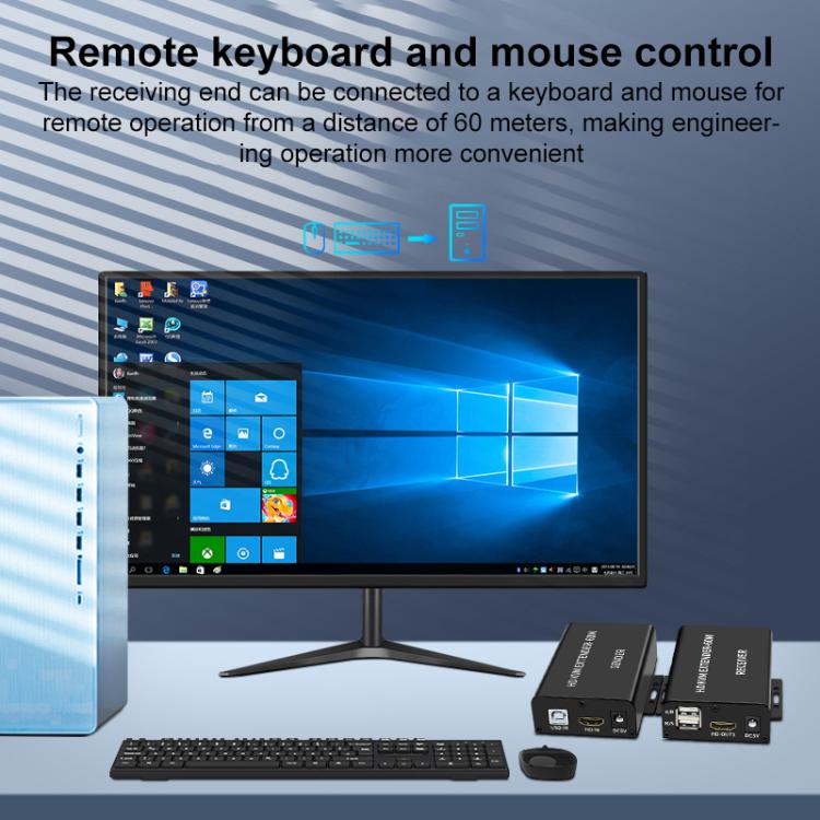 BW-HKE60A HDMI 60m KVM con extensor USB compatible con fuente de alimentación de extremo único POE con enchufe de EE. UU., BW-HKE60A