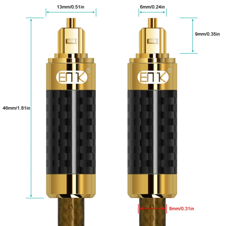 EMK GM/A8.0 Cable de audio de fibra óptica digital Amplificador Audio Línea de fiebre chapada en oro, Longitud:, 1m, 1.5m, 1.8m, 2m, 3m, 5m, 8m, 10m, 15m, 20m