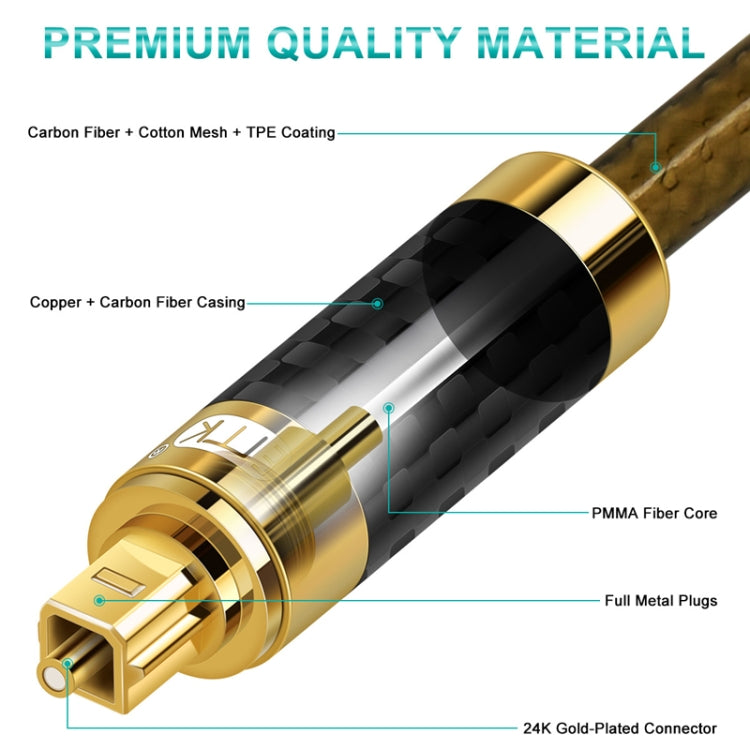 EMK GM/A8.0 Cable de audio de fibra óptica digital Amplificador Audio Línea de fiebre chapada en oro, Longitud:, 1m, 1.5m, 1.8m, 2m, 3m, 5m, 8m, 10m, 15m, 20m