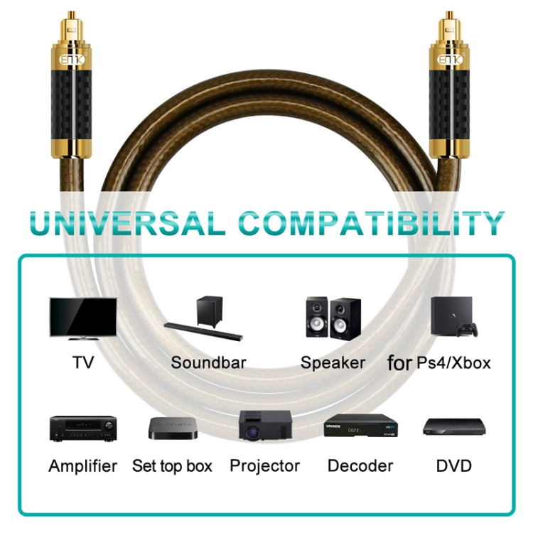 EMK GM/A8.0 Cable de audio de fibra óptica digital Amplificador Audio Línea de fiebre chapada en oro, Longitud:, 1m, 1.5m, 1.8m, 2m, 3m, 5m, 8m, 10m, 15m, 20m